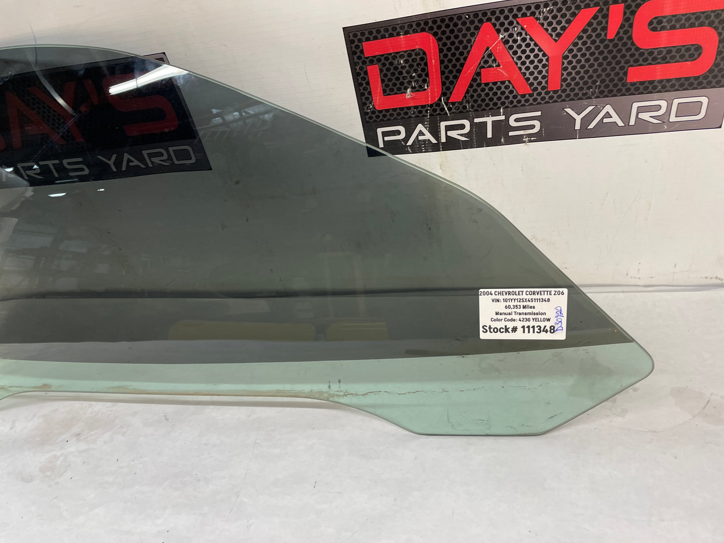 2004 Chevy C5 Corvette Z06 RH Passenger Front Door Window Glass OEM - Day's Parts Yard