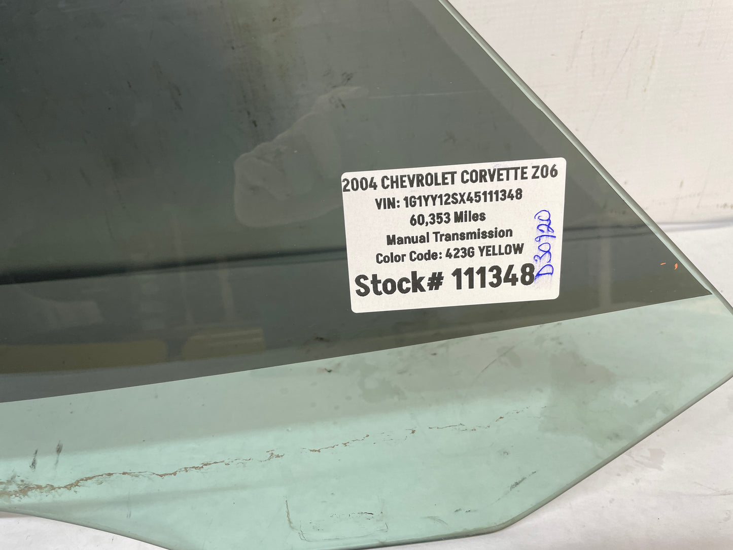 2004 Chevy C5 Corvette Z06 RH Passenger Front Door Window Glass OEM - Day's Parts Yard