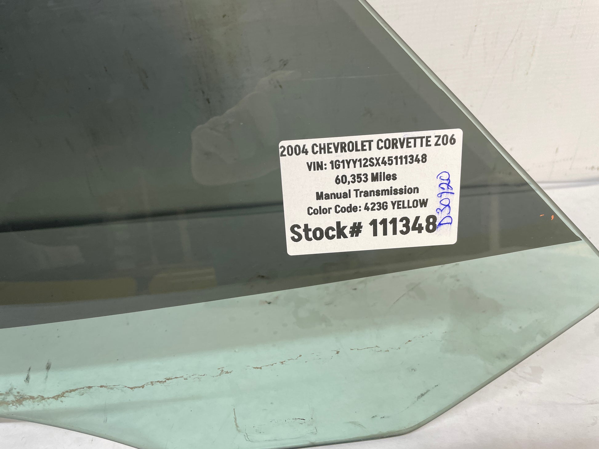 2004 Chevy C5 Corvette Z06 RH Passenger Front Door Window Glass OEM - Day's Parts Yard