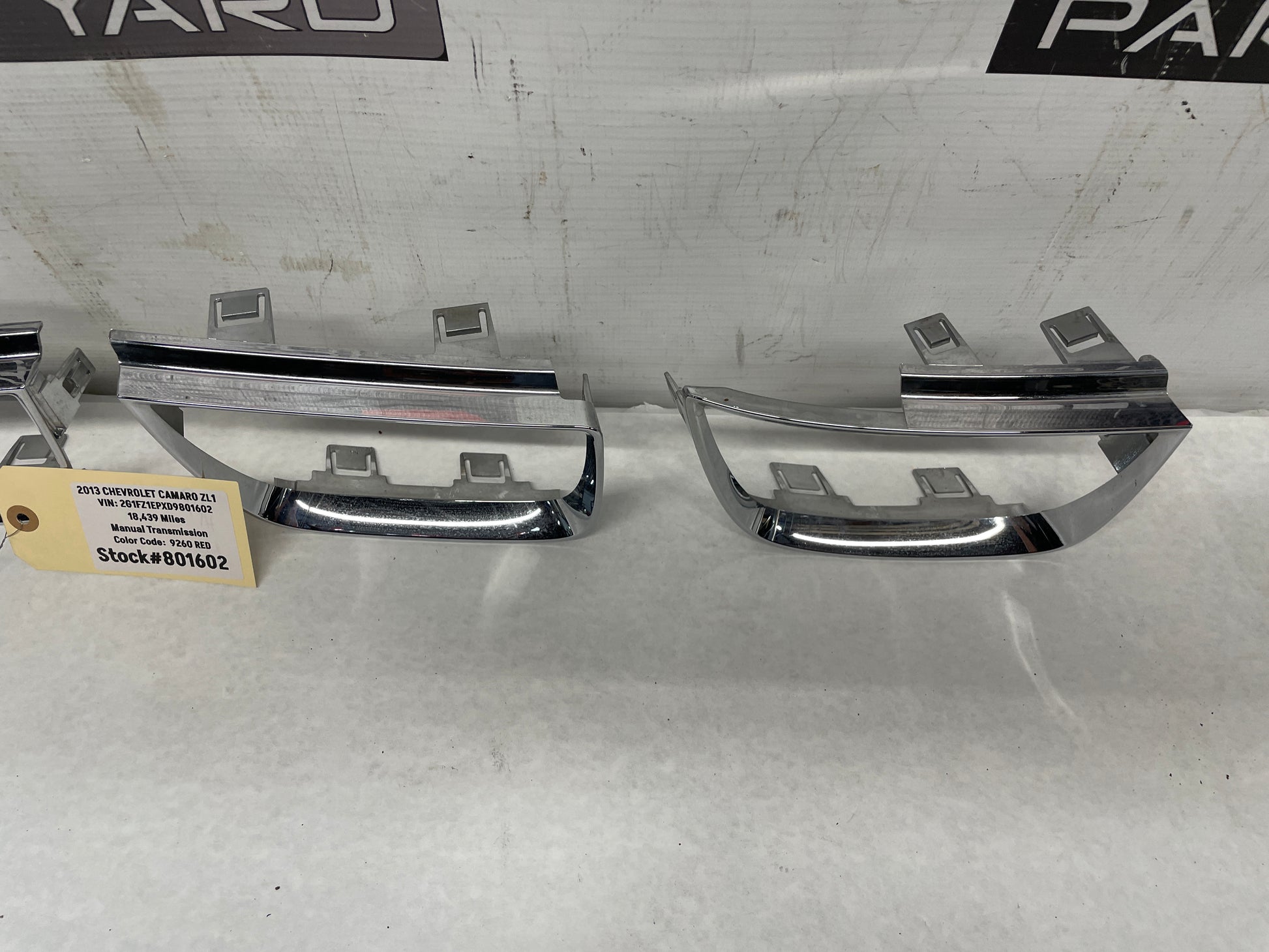2013 Chevy Camaro ZL1 RH & LH Inner Tail Light Taillight Chrome Bezels OEM - Day's Parts Yard