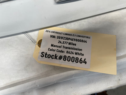 2014 Chevy Camaro ZL1 Convertible Trunk Deck Lid w/ Shark Fin Antenna White OEM