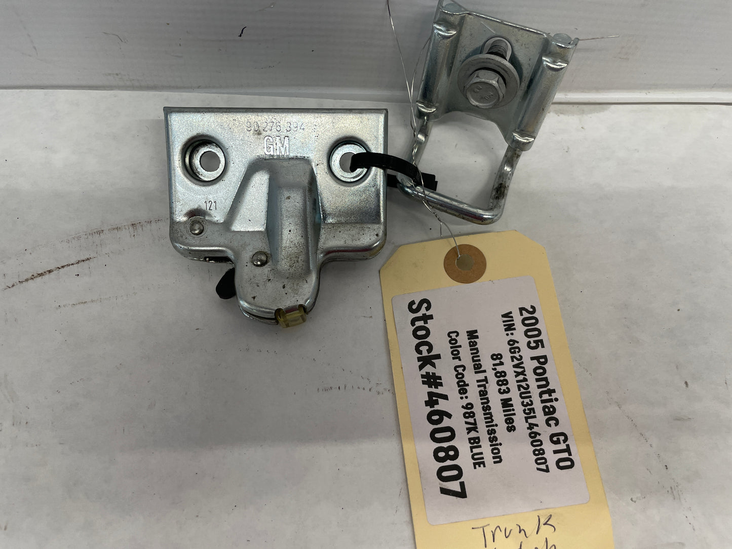 2005 Pontiac GTO Rear Trunk Deck Lid Latch & Striker OEM - Day's Parts Yard