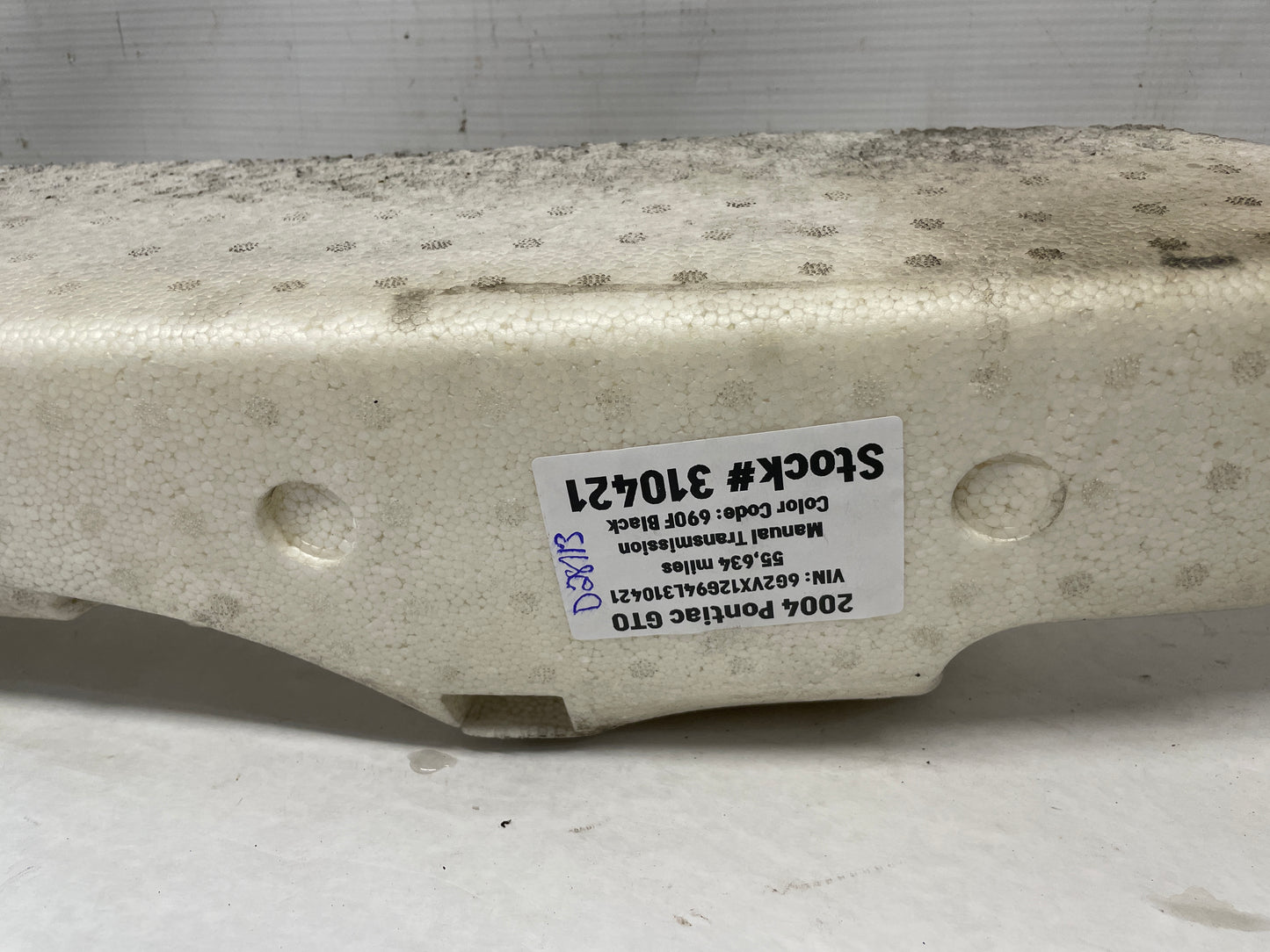 2004 Pontiac GTO Front Bumper Impact Energy Absorber Bar Foam OEM - Day's Parts Yard