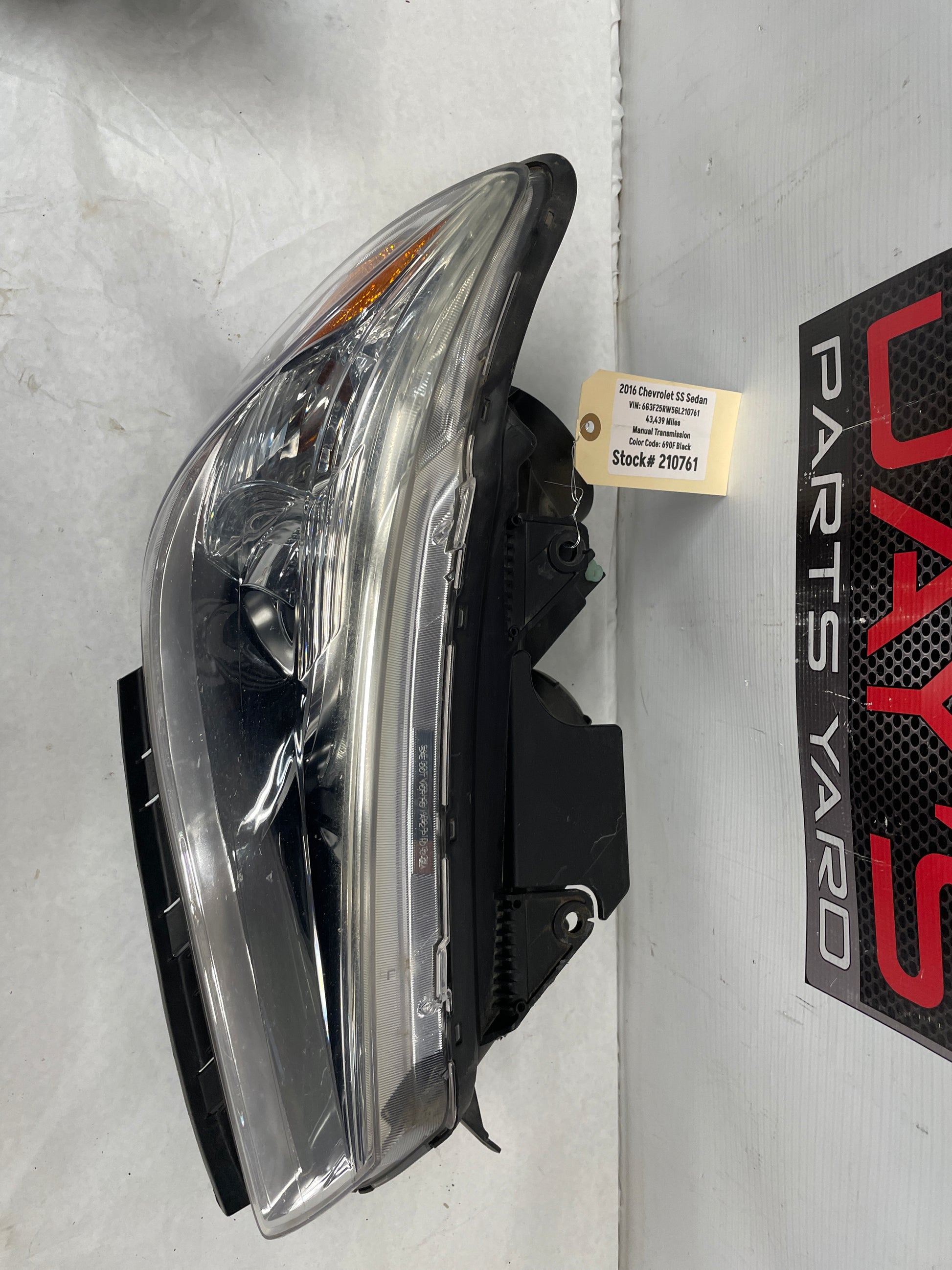 2016 Chevy SS Sedan RH Passenger Head Light Lamp Headlight OEM - Day's Parts Yard