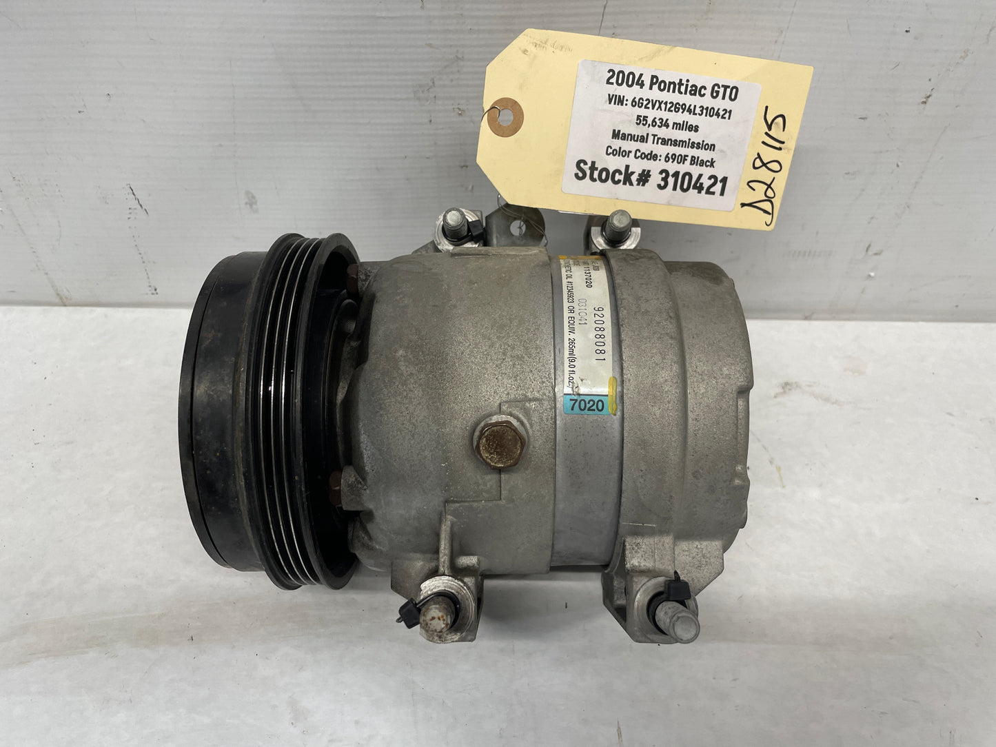 2004 Pontiac GTO A/C AC Air Conditioner Compressor OEM - Day's Parts Yard