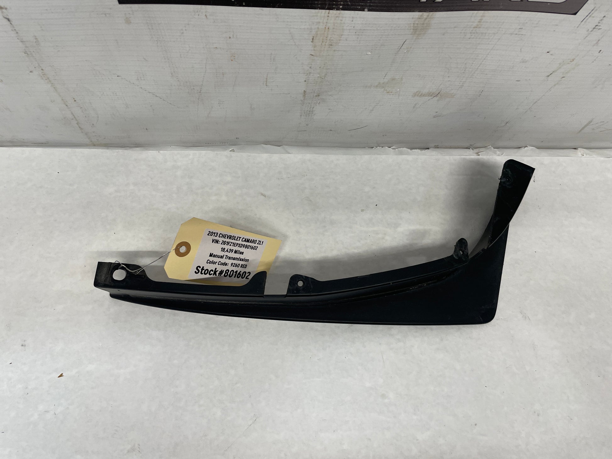 2013 Chevy Camaro ZL1 LH Driver Front Bumper Fascia Wheel Well Trim Molding OEM - Day's Parts Yard