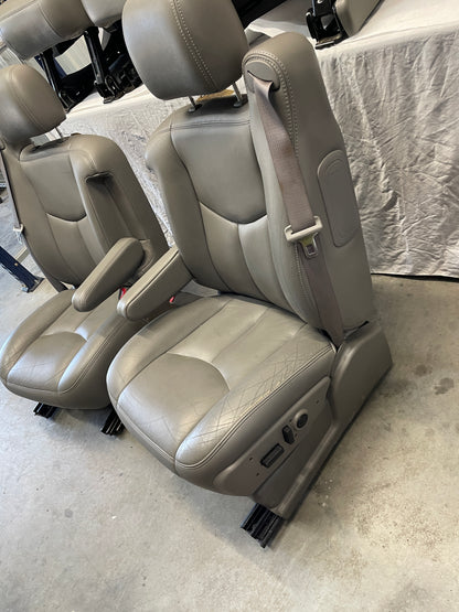 2005 Chevy Avalanche Seats Front and Rear Gray Grey Leather OEM - Day's Parts Yard