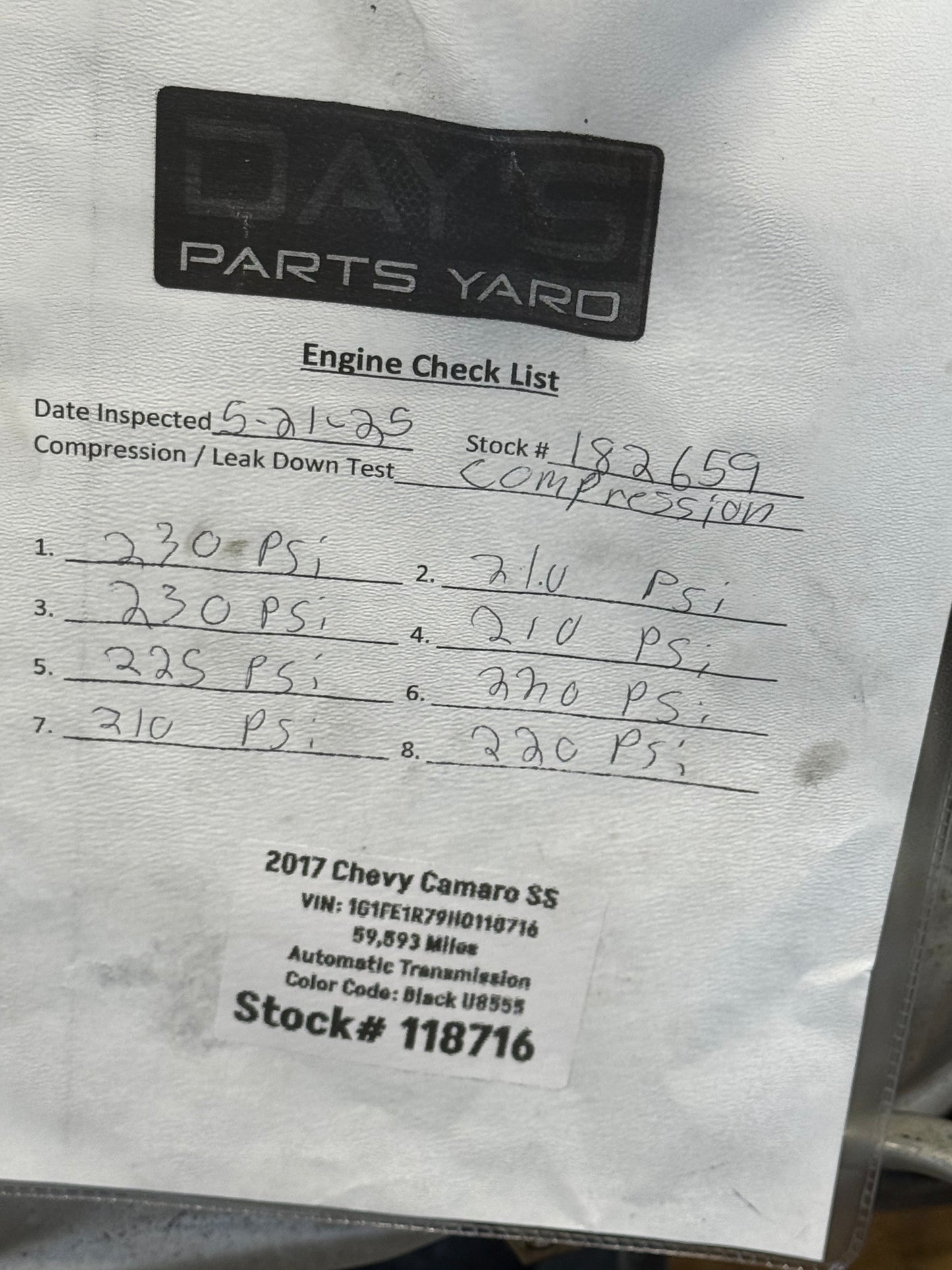 LT1 6.2L Engine 8L90 Automatic Transmission Drivetrain Pullout 59k Miles 455HP