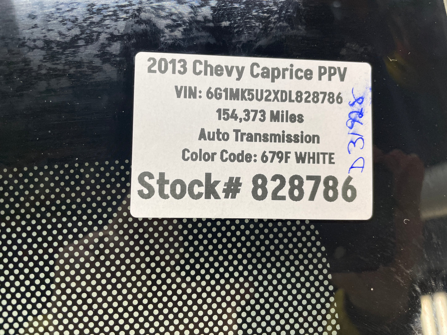 2013 Chevy Caprice PPV Rear Back Glass Windshield Window OEM LOCAL PICK UP - Day's Parts Yard
