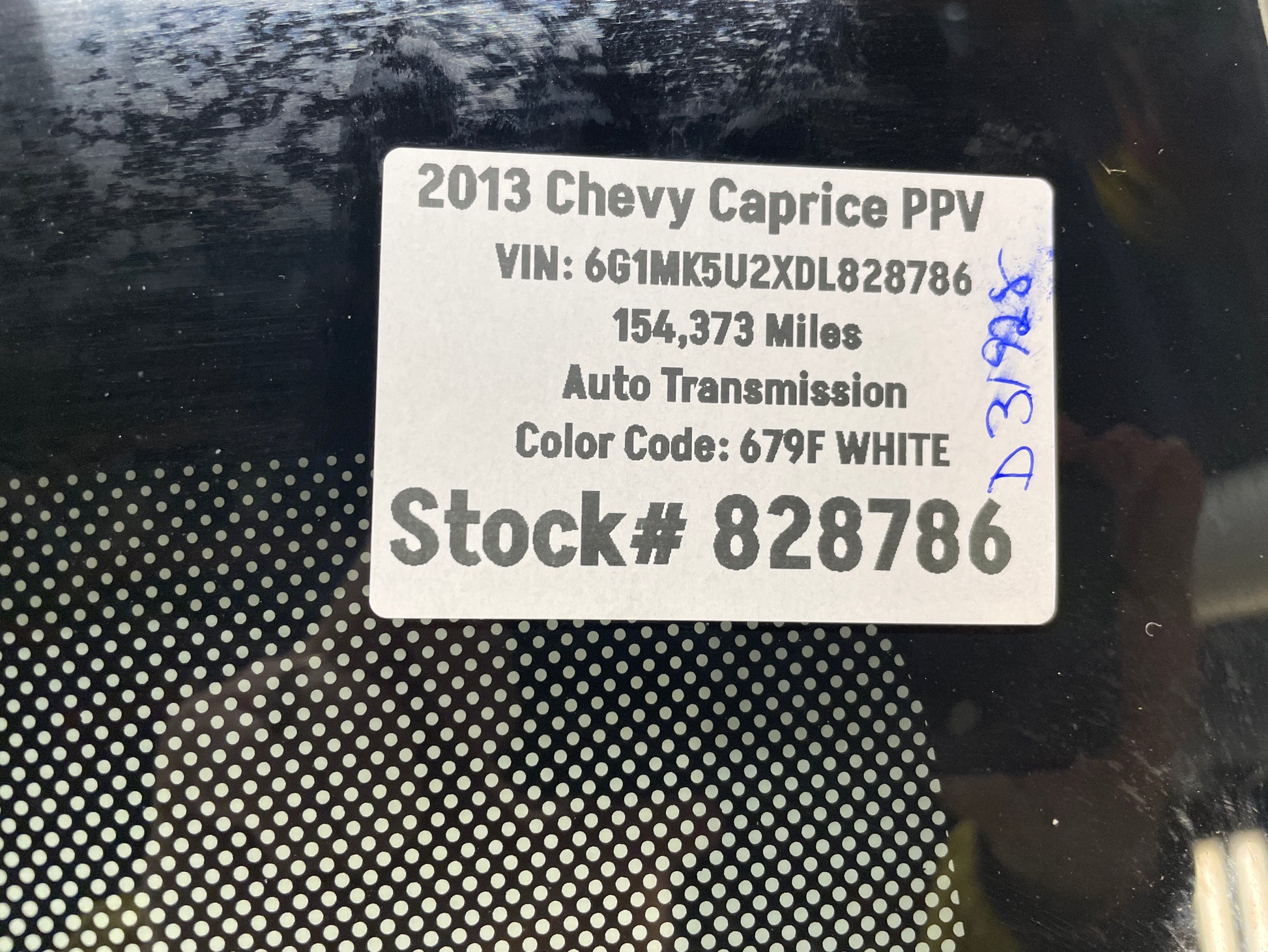 2013 Chevy Caprice PPV Rear Back Glass Windshield Window OEM LOCAL PICK UP - Day's Parts Yard
