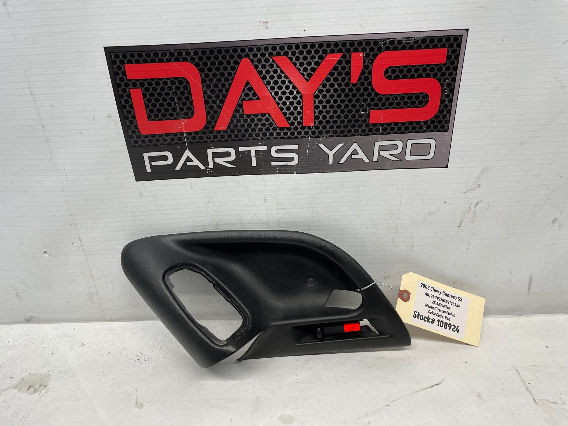 2002 Chevy Camaro SS RH Passenger Interior Door Handle Bezel Trim Ebony Black OEM - Day's Parts Yard