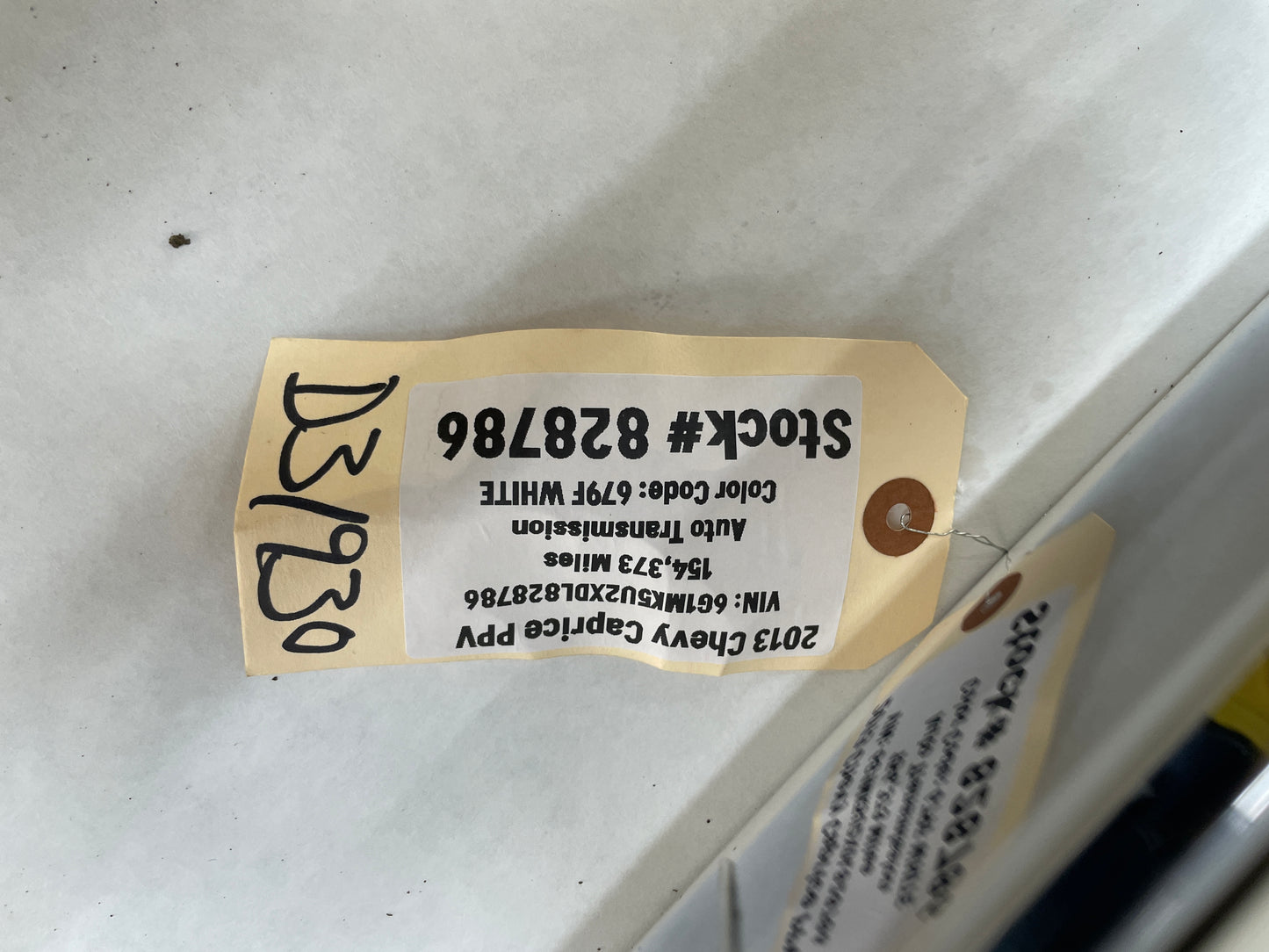 2013 Chevy Caprice PPV Trunk Deck Lid White OEM - Day's Parts Yard