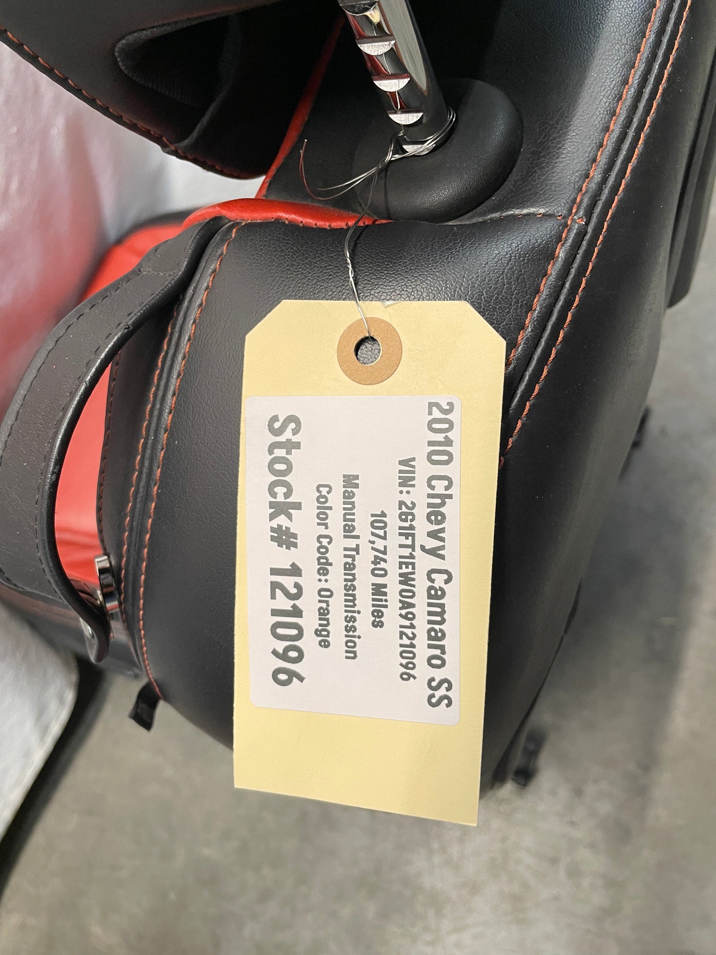 2010 Chevy Camaro SS Seats Fronts and Rears Black and Orange Leather OEM - Day's Parts Yard