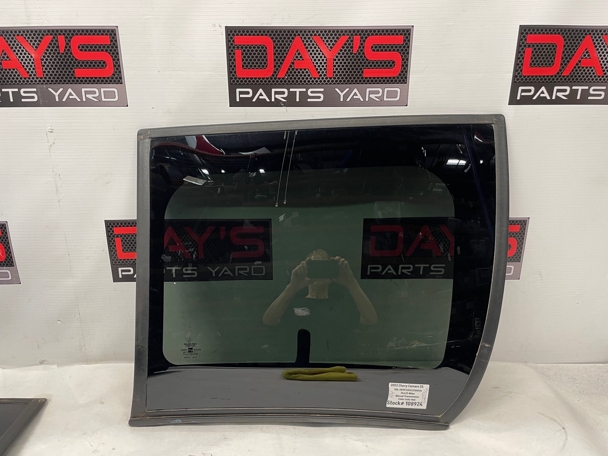 2002 Chevy Camaro SS RH Passenger T-Top Glass Window Roof Assembly OEM - Day's Parts Yard