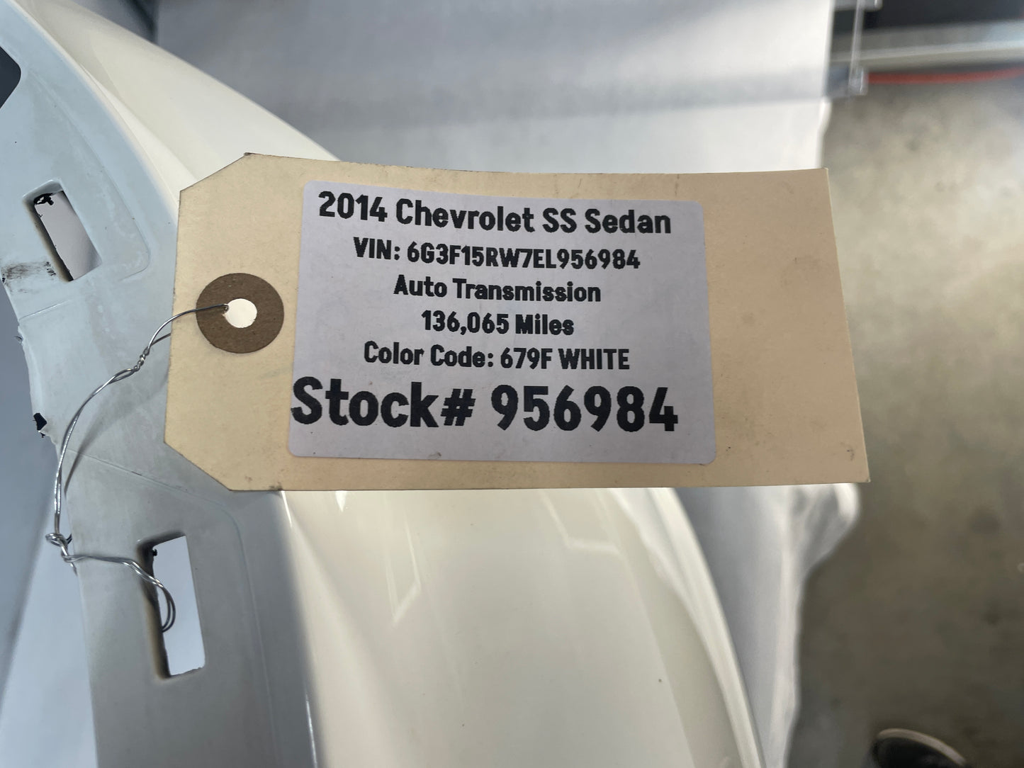 2014 Chevy SS Sedan Rear Bumper Cover Assembly White OEM - Day's Parts Yard