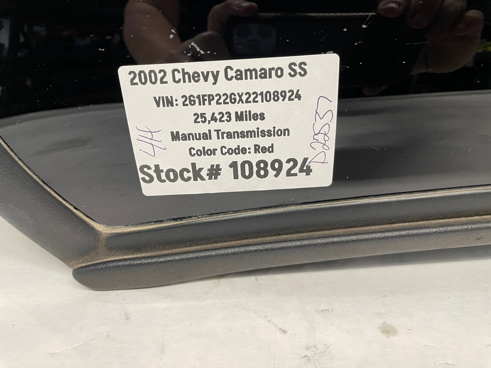 2002 Chevy Camaro SS LH Driver T-Top Glass Window Roof Assembly OEM - Day's Parts Yard