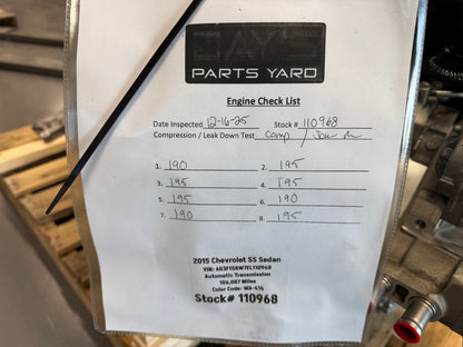 6.2L LS3 Engine 6L80 Automatic Transmission Drivetrain Pullout 415HP