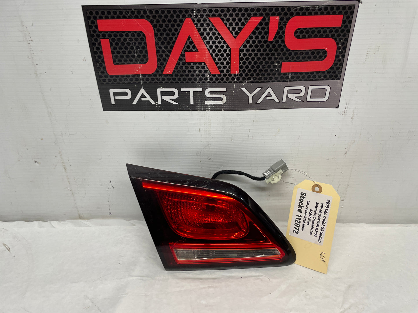 2015 Chevy SS Sedan LH Driver Inner Tail Light Taillight Lamp OEM - Day's Parts Yard