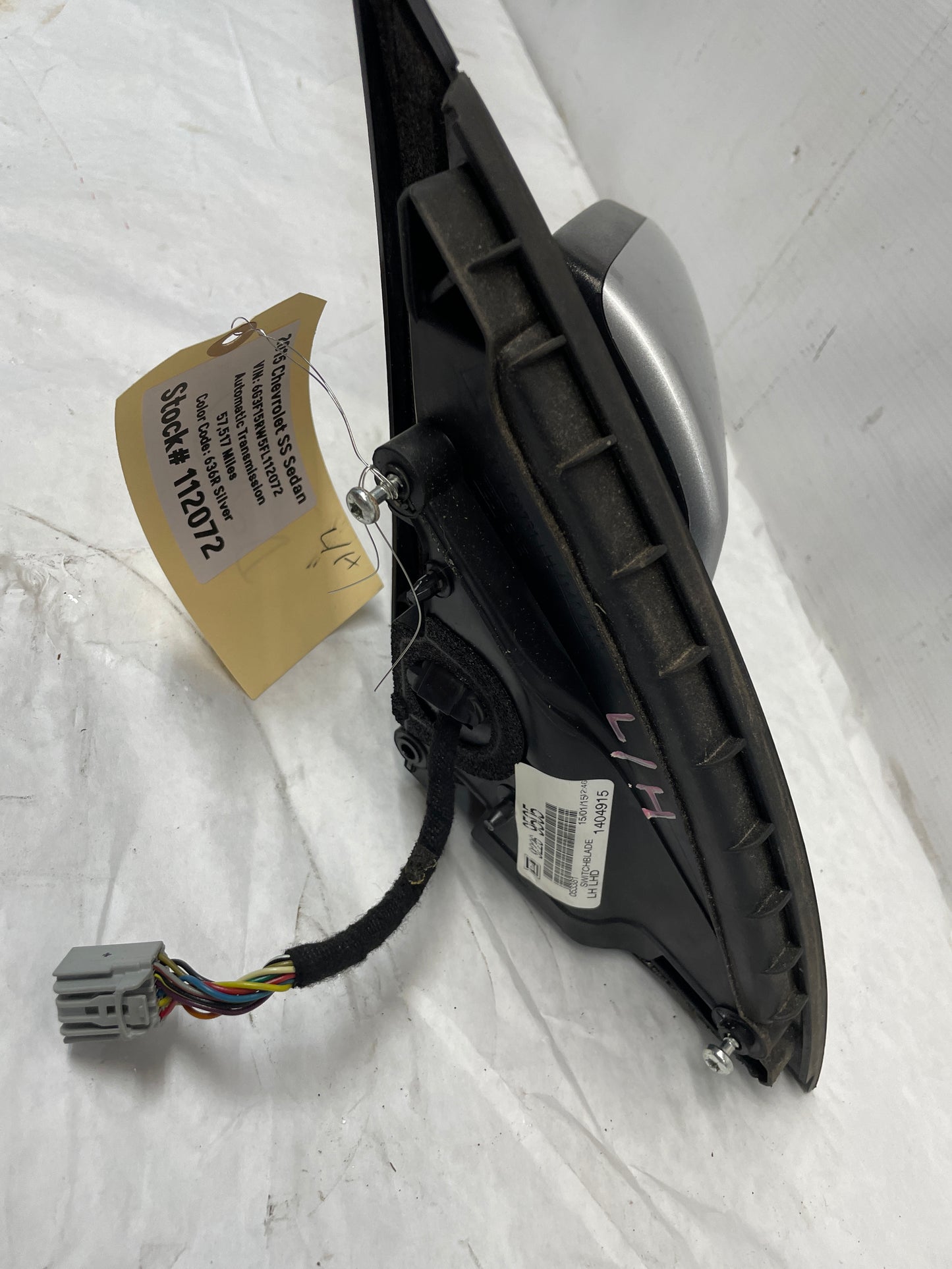 2015 Chevy SS Sedan LH Driver Exterior Side Mirror Silver OEM - Day's Parts Yard
