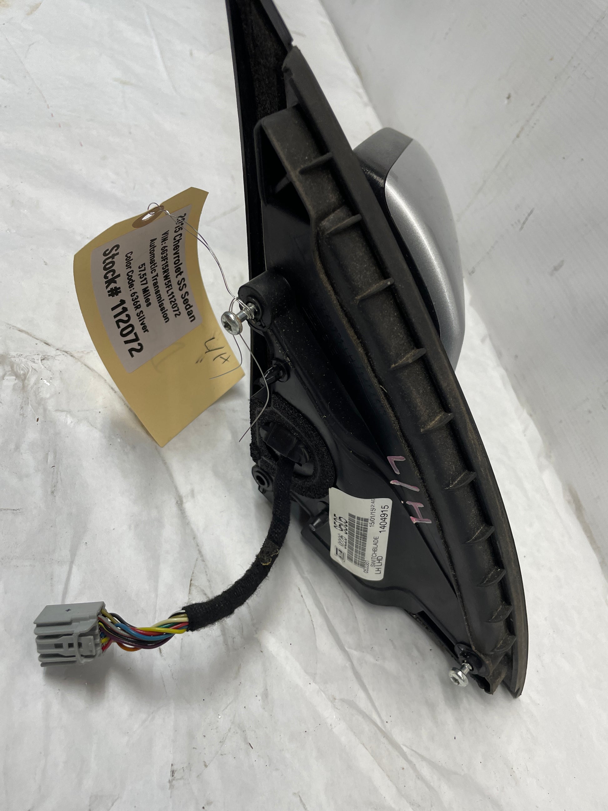 2015 Chevy SS Sedan LH Driver Exterior Side Mirror Silver OEM - Day's Parts Yard