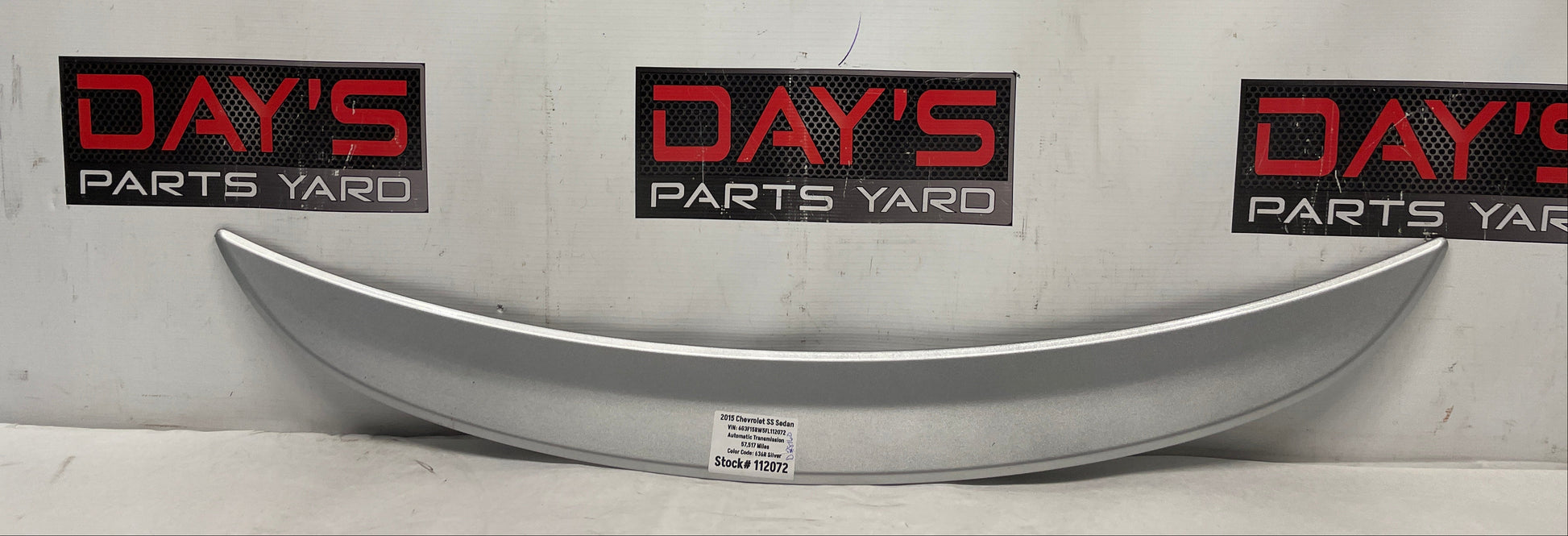 2015 Chevy SS Sedan Trunk Deck Lid Spoiler Wing OEM - Day's Parts Yard