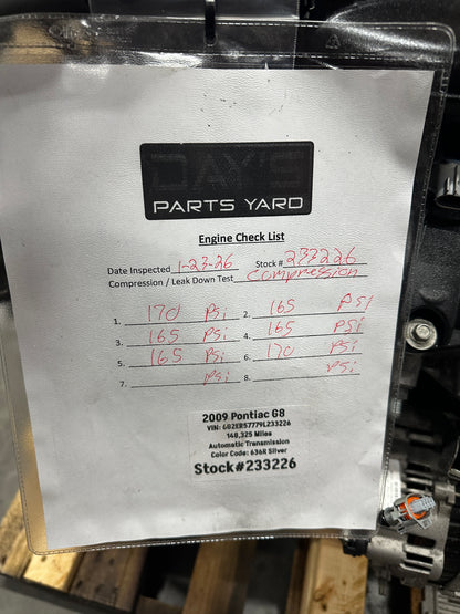 Pontiac G8 Base 3.6L LY7 V6 Engine Motor Assembly