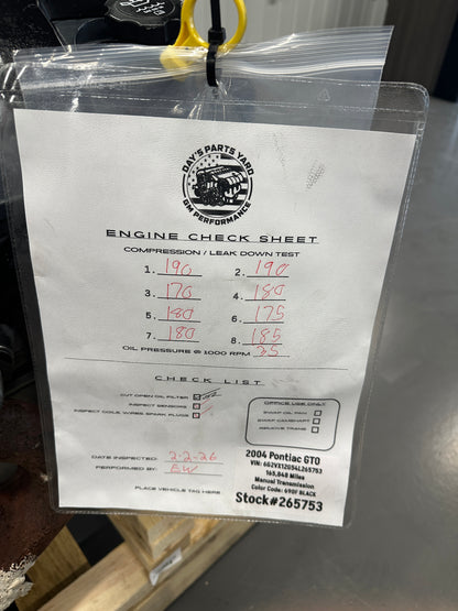 5.7L LS1 Engine T56 Manual Transmission Drivetrain Pullout 350HP - Day's Parts Yard