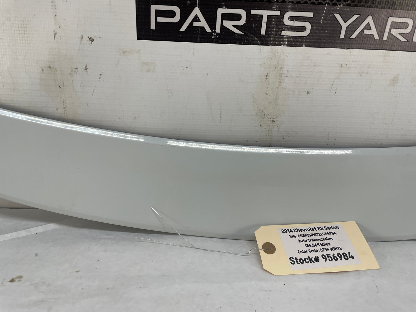 2014 Chevy SS Sedan Trunk Deck Lid Spoiler Wing White OEM - Day's Parts Yard