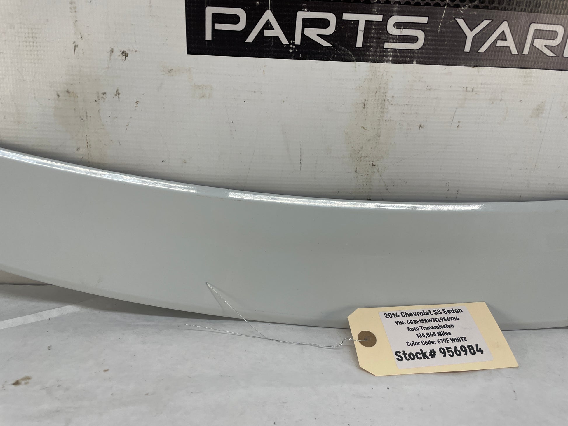 2014 Chevy SS Sedan Trunk Deck Lid Spoiler Wing White OEM - Day's Parts Yard
