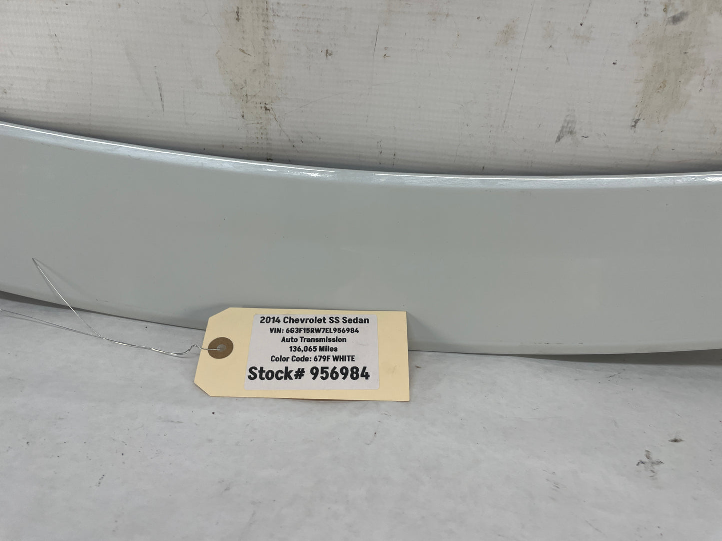 2014 Chevy SS Sedan Trunk Deck Lid Spoiler Wing White OEM - Day's Parts Yard