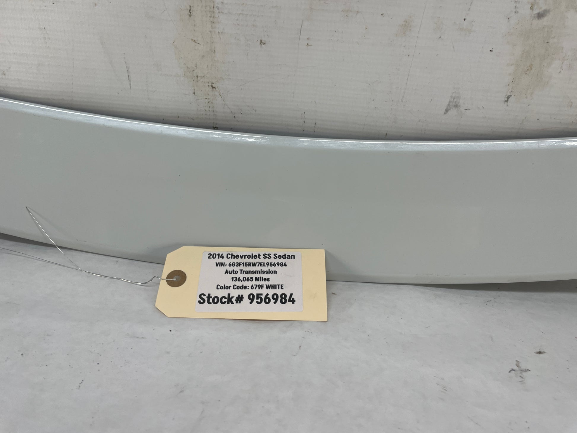 2014 Chevy SS Sedan Trunk Deck Lid Spoiler Wing White OEM - Day's Parts Yard