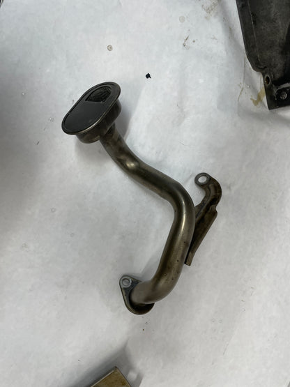 2004 Pontiac GTO Complete Oil Pan Assembly Pick Up Tube Windage Tray Dip Stick OEM - Day's Parts Yard