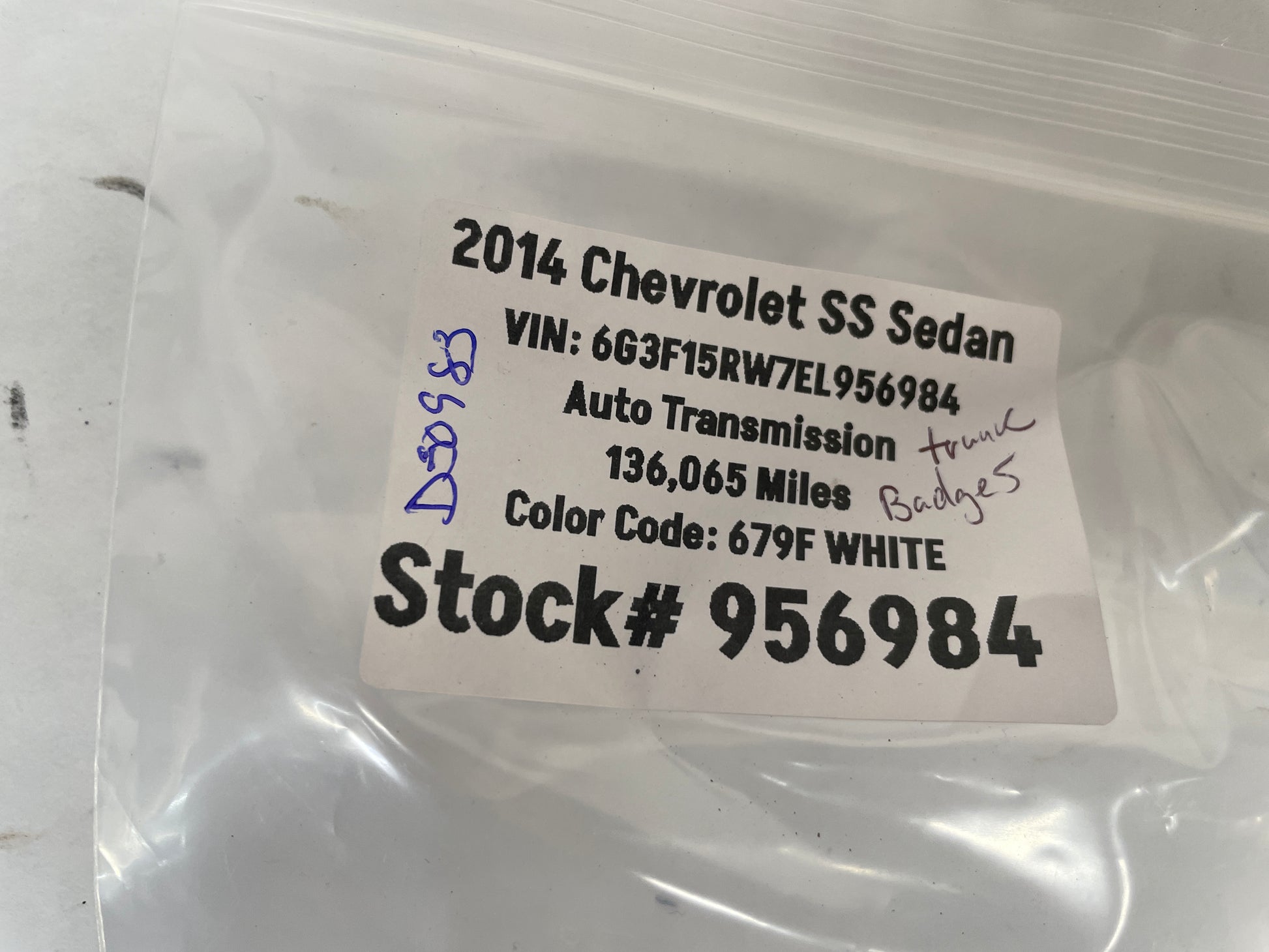 2014 Chevy SS Sedan Holden & SS Trunk Deck Lid Emblem Badge OEM - Day's Parts Yard