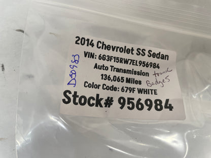 2014 Chevy SS Sedan Holden & SS Trunk Deck Lid Emblem Badge OEM - Day's Parts Yard