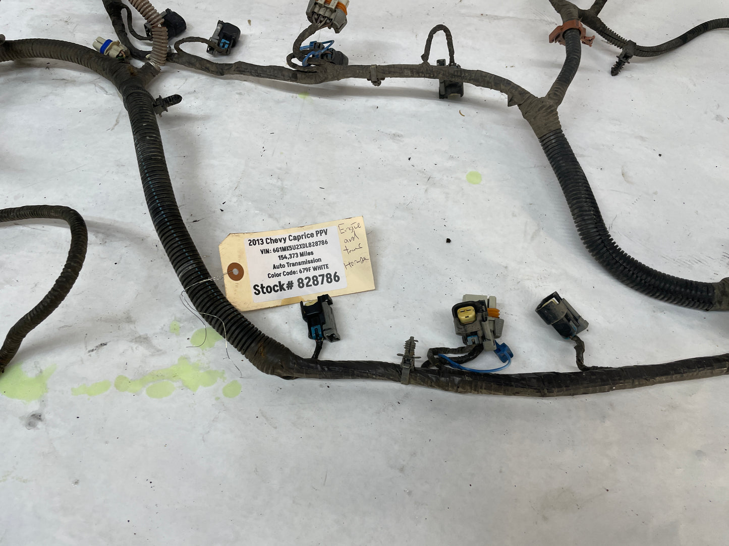 2013 Chevy Caprice PPV Engine Automatic Transmission Wire Wiring Harness OEM - Day's Parts Yard