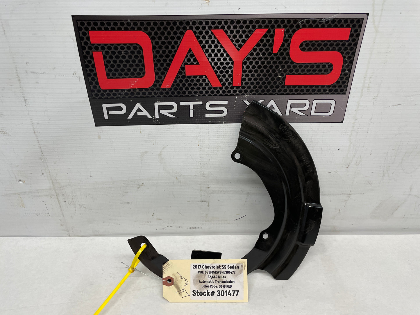 2017 Chevy SS Sedan LH Driver Front Spindle Brake Dust Shield OEM - Day's Parts Yard