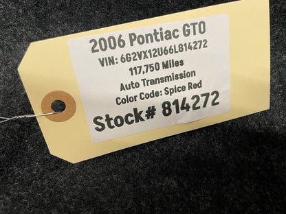 2006 Pontiac GTO Trunk Deck Lid Liner Carpet Felt OEM - Day's Parts Yard
