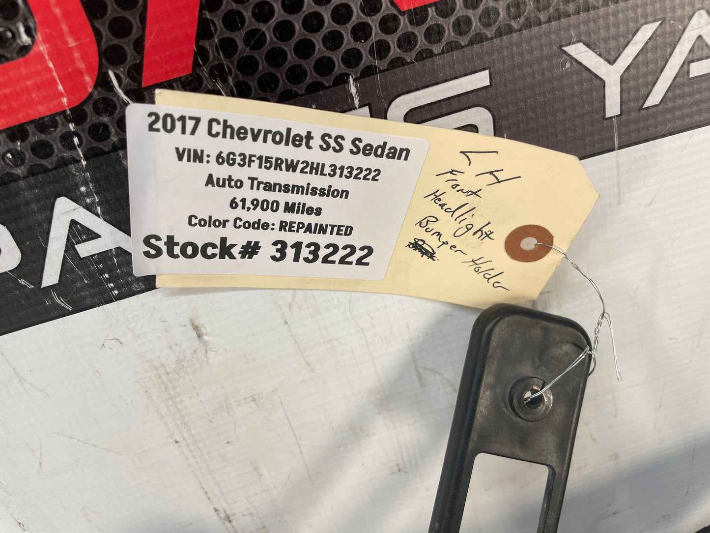 2017 Chevy SS Sedan LH Driver Front Bumper Headlight Head Light Bracket OEM - Day's Parts Yard