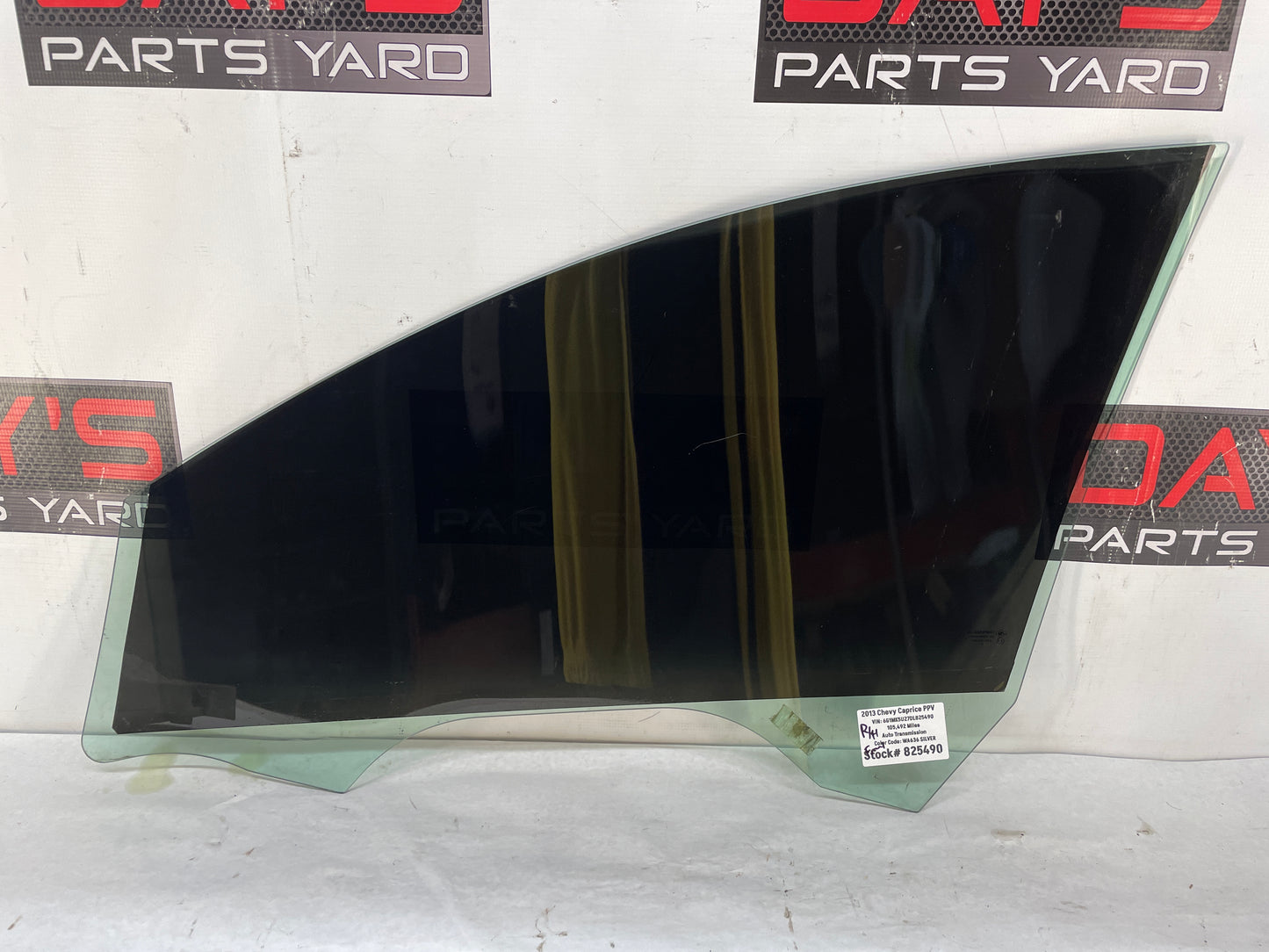 2013 Chevy Caprice PPV RH Passenger Front Door Window Glass OEM - Day's Parts Yard