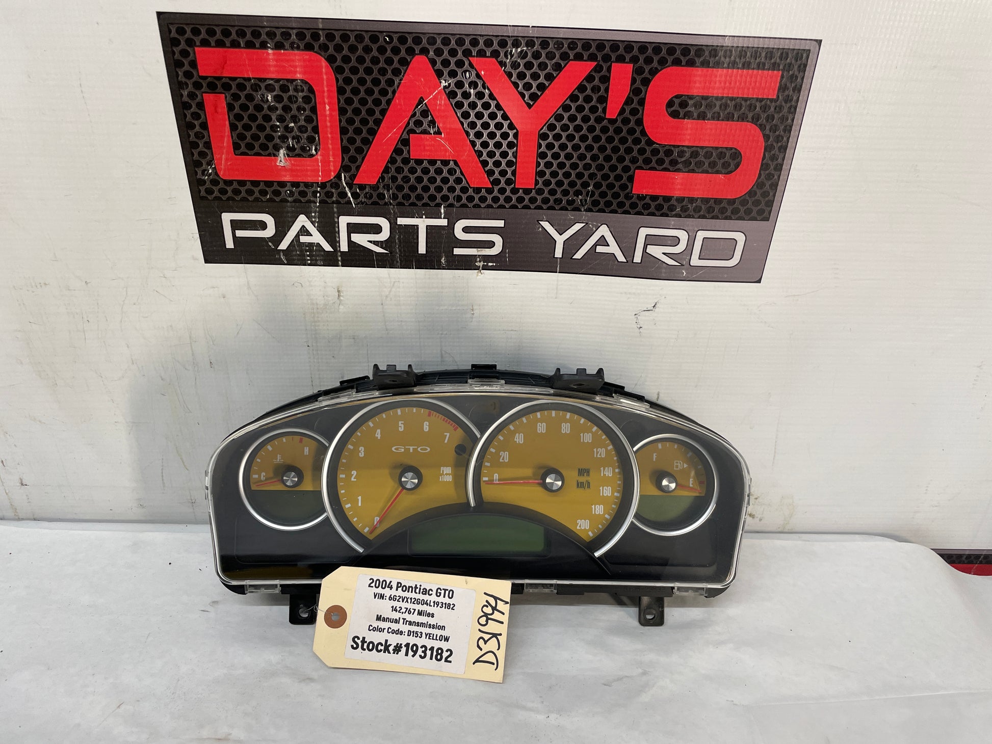 2004 Pontiac GTO Instrument Gauge Cluster Speedometer Yellow OEM - Day's Parts Yard