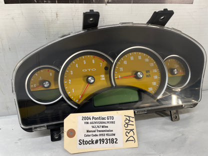 2004 Pontiac GTO Instrument Gauge Cluster Speedometer Yellow OEM - Day's Parts Yard