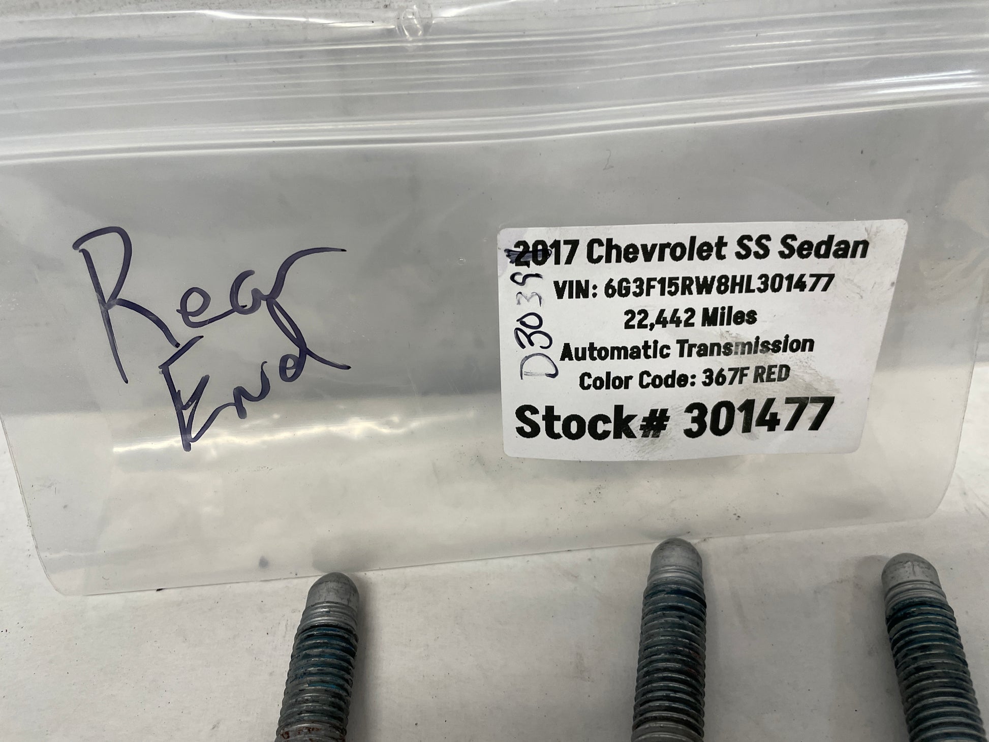 2017 Chevy SS Sedan Rear Suspension Cradle Bolts Hardware OEM - Day's Parts Yard