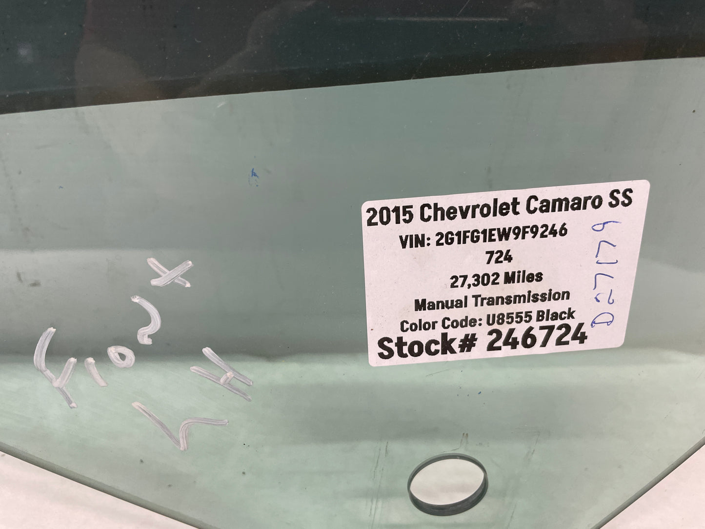 2015 Chevy Camaro SS LH Driver Front Door Window Glass OEM