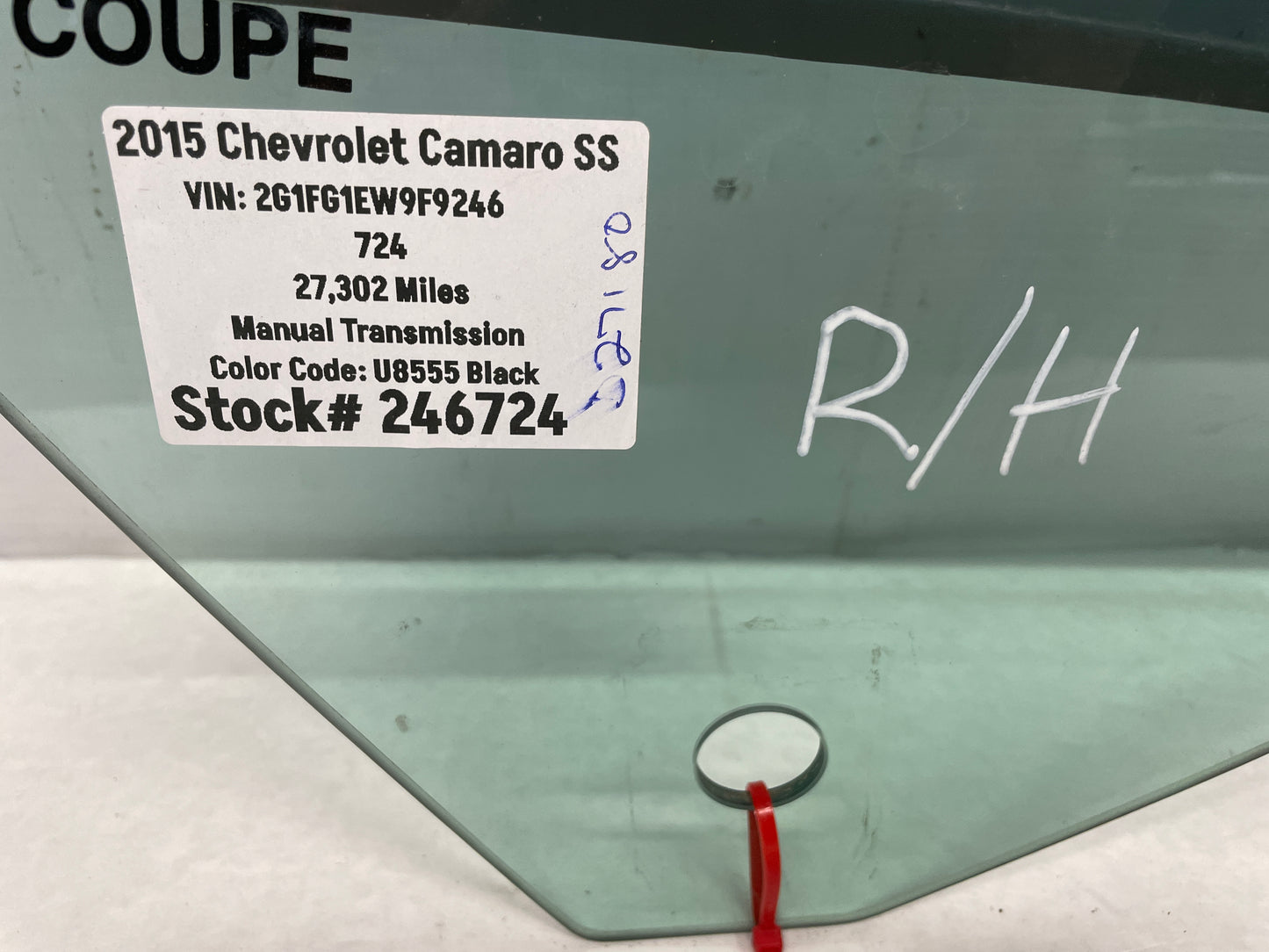 2015 Chevy Camaro SS RH Passenger Front Door Window Glass OEM