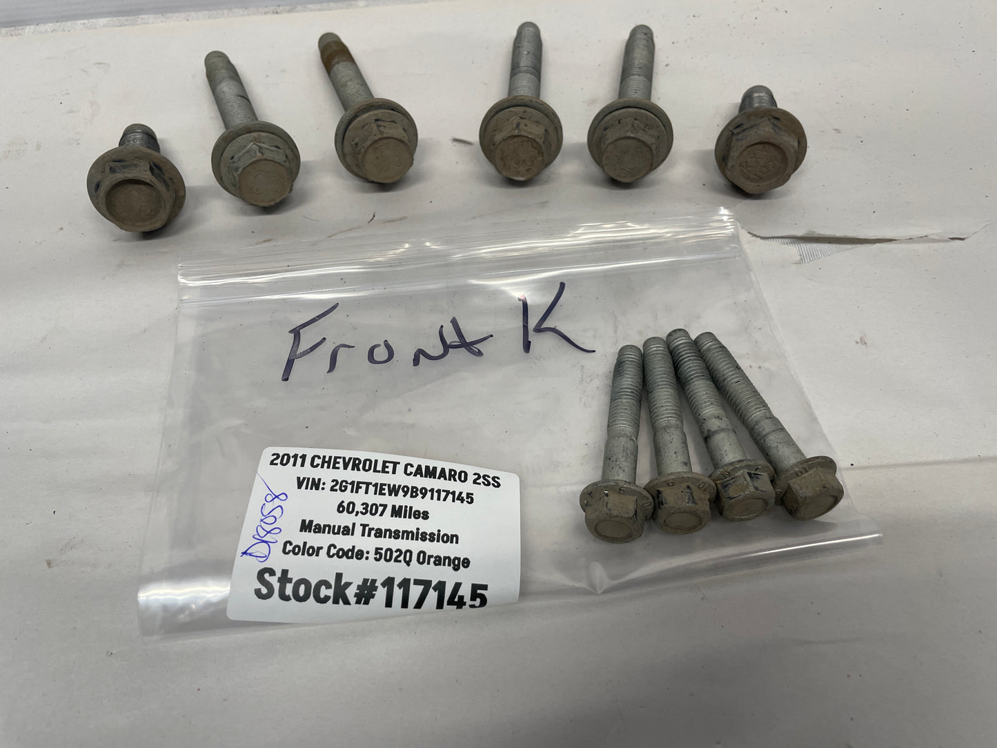 2011 Chevy Camaro 2SS Front Engine Cradle K Member Bolts Hardware OEM - Day's Parts Yard