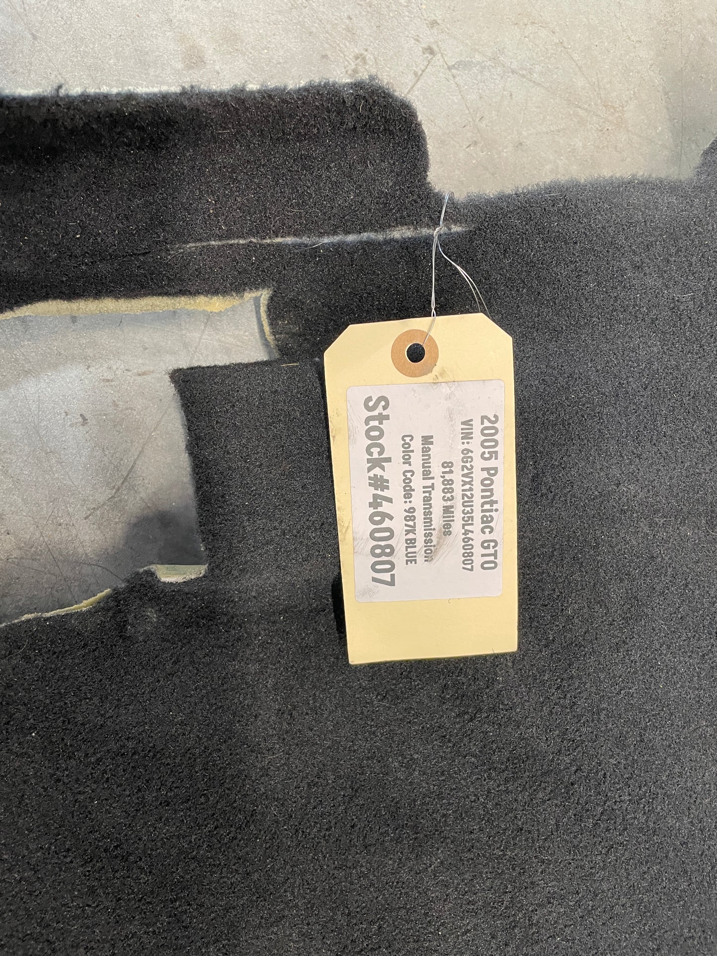 2005 Pontiac GTO Complete Interior Floor Carpet OEM