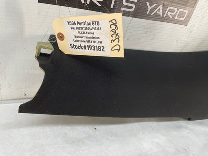 2004 Pontiac GTO LH Driver Rear Interior Quarter C Pillar Seat Belt Cover Trim Panel OEM - Day's Parts Yard
