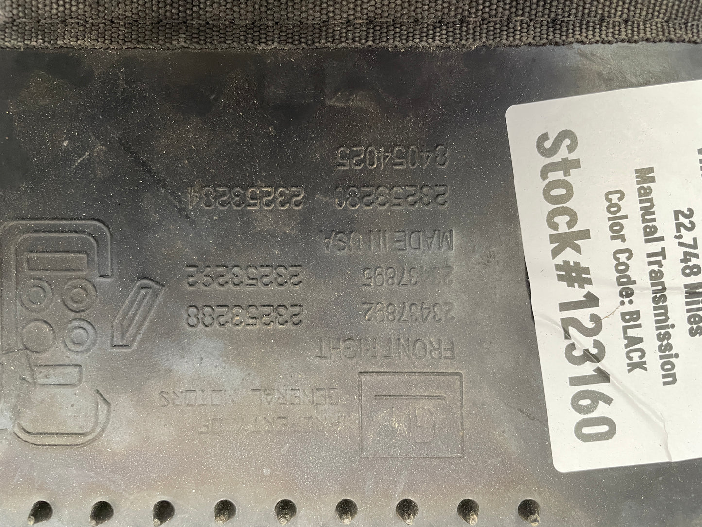 2019 Chevy Camaro SS Front RH Passenger Floor Mat OEM