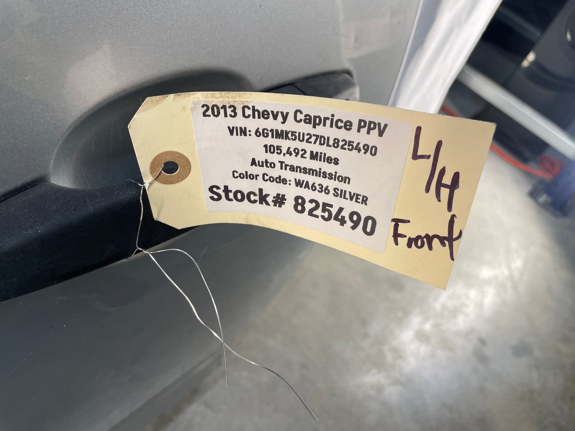2013 Chevy Caprice PPV LH Driver Front Exterior Door Silver OEM - Day's Parts Yard