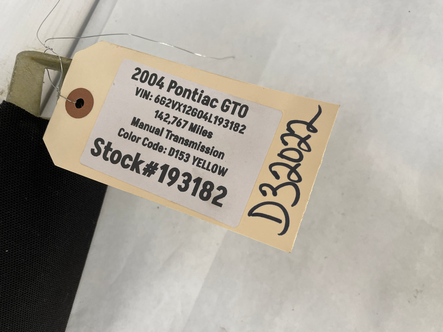 2004 Pontiac GTO LH Driver Windshield Interior A Pillar Trim Top Roof Cover Panel OEM - Day's Parts Yard